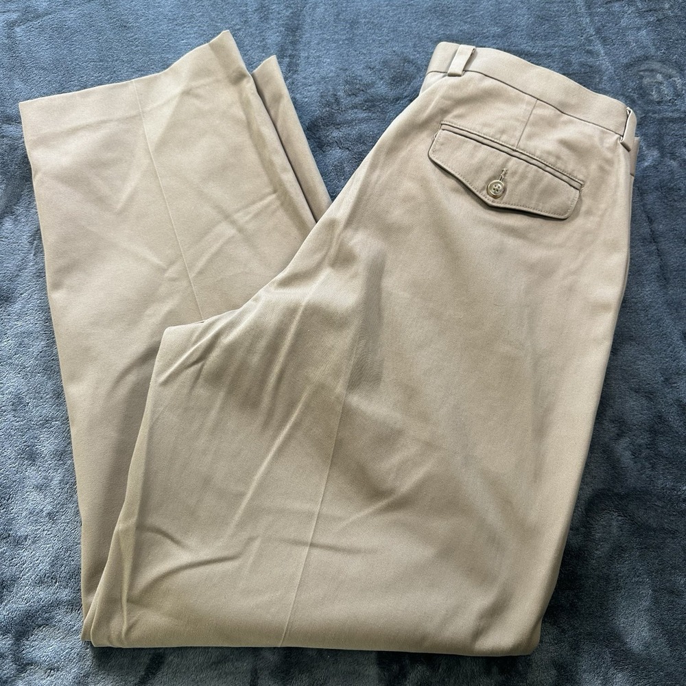 L.L.‎ Bean Comfort Waist Pants Men 35 Khaki 100% Cotton Chino Trousers Everday